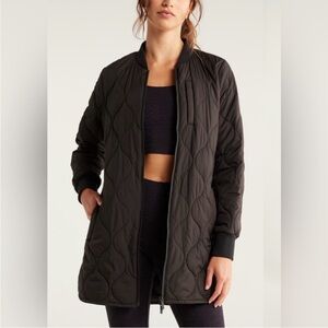 NEW Zella Longline Onion Quilted Bomber Jacket Size Small